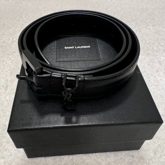 Saint Laurent Cassandre Leather Belt with Square Buckle Like New - Picture 1 of 2